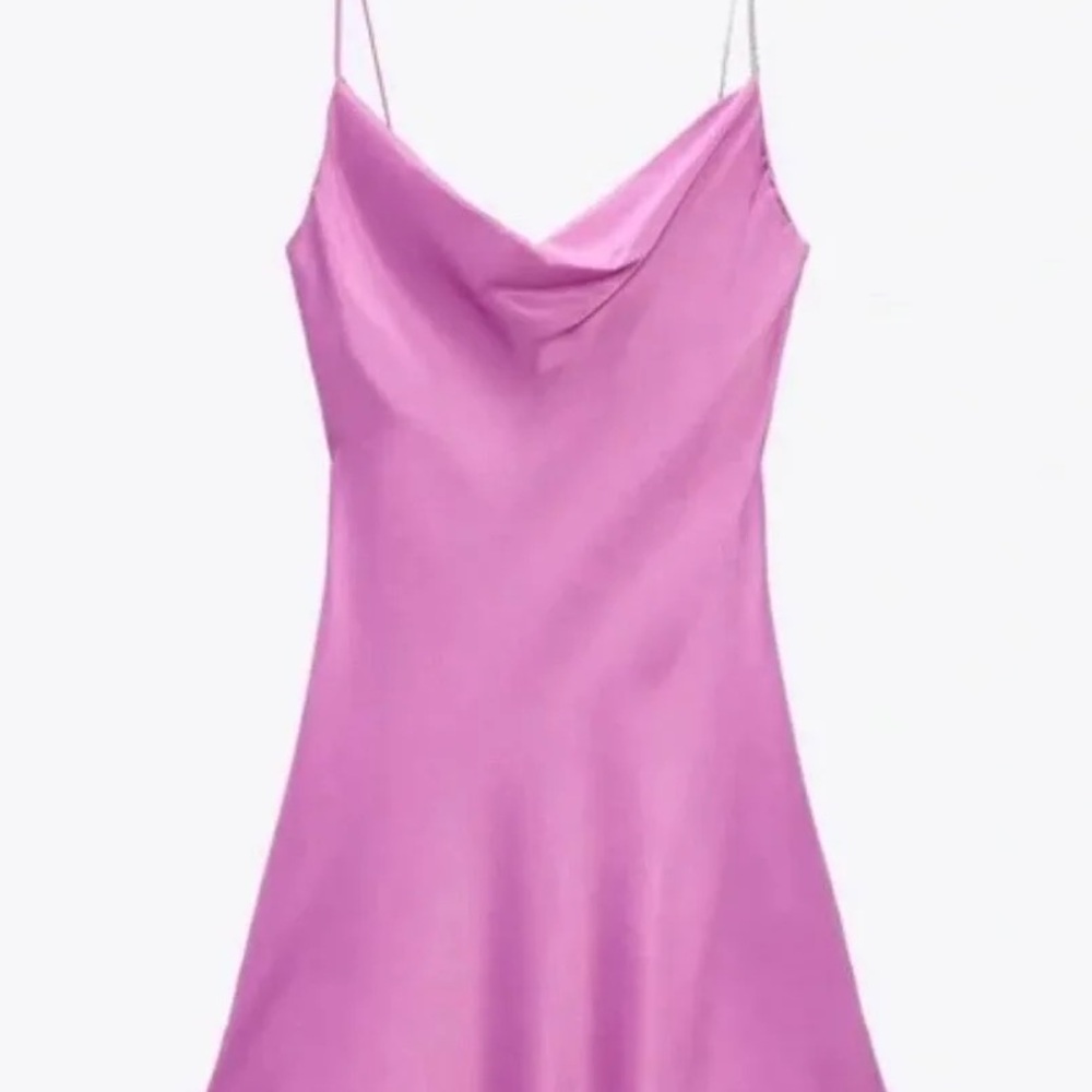 Slip Dress with Cowl Neck in Orchid Pink Zara